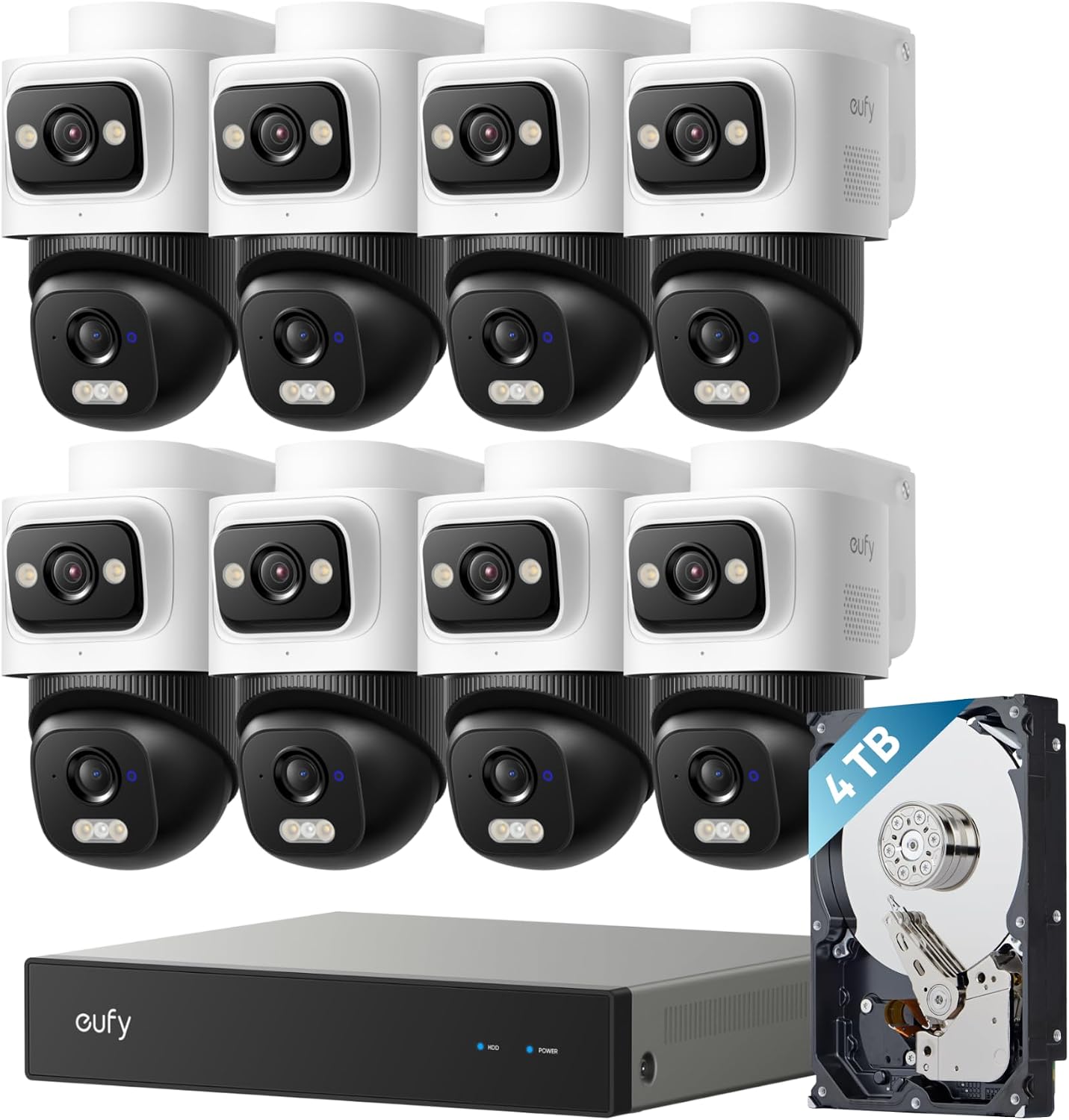 eufy Security NVR System E50, 8-Cam Kit, 4K Dual-Lens Bullet-PTZ, 4TB HDD