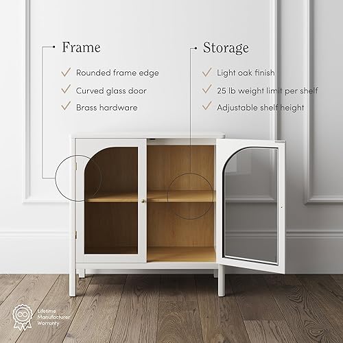 Miniatura 4 de Nathan James Telos - Almacenamiento para bufé, aparador, armario independiente para pasillo, entrada o sala de estar, 1, cristal