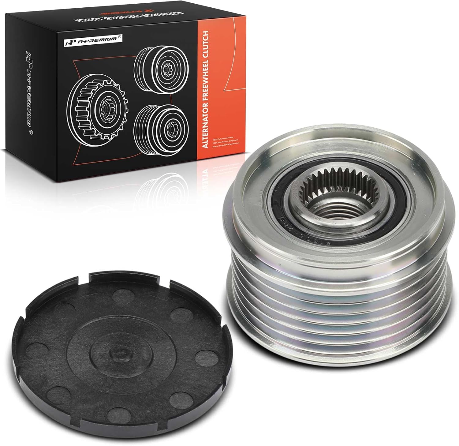 A-Premium Alternator Freewheel Clutch Pulley, 6 Grooves, Compatible with Subaru Outback 2013-2014, Legacy 2013-2014 & Mazda 3, 6, 5, MX-5 Miata, CX-7, 2 & Mitsubishi Outlander, Outlander Sport, Lancer