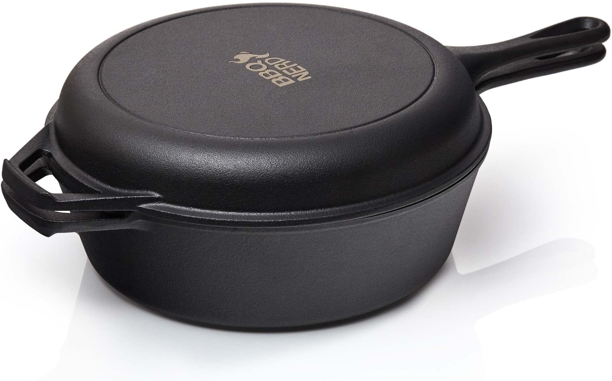 KICHLY PreSeasoned Cast Iron 2in1 Combo Cooker with 3.2 Quart Dutch