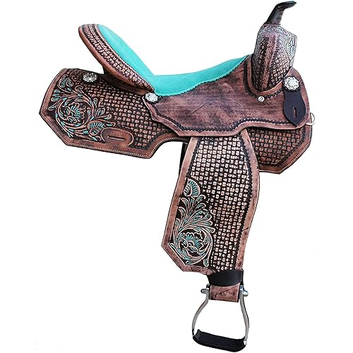 HB. Enterprises Premium Leather Western Barrel Racing Adult Horse Saddle Size 14-18 Inches Seat