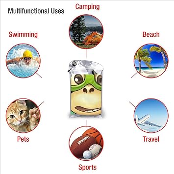 Microfiber Beach Towel 27.5X55 Quick Dry Absorbent Bath Shower Towel Sandproof Soft Pool Towels Green Clever Monkey Beach Blanket for Travel Sport Swimming Camping Picnic Yoga Gym