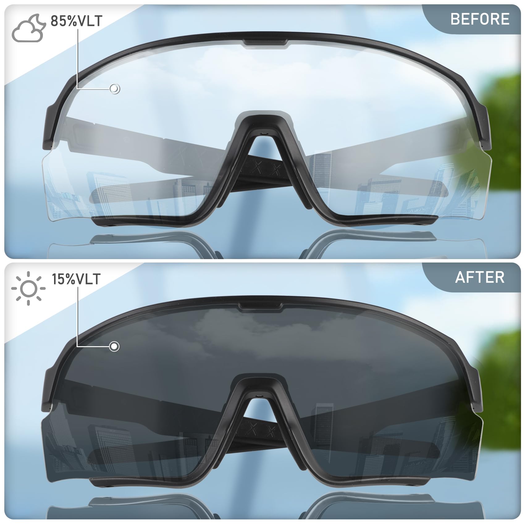 OULAIQI Fotochromowe okulary rowerowe dla mężczyzn i kobiet, rower górski, okulary przeciwsłoneczne, MTB, jazda na rowerze, sportowe okulary przeciwsłoneczne