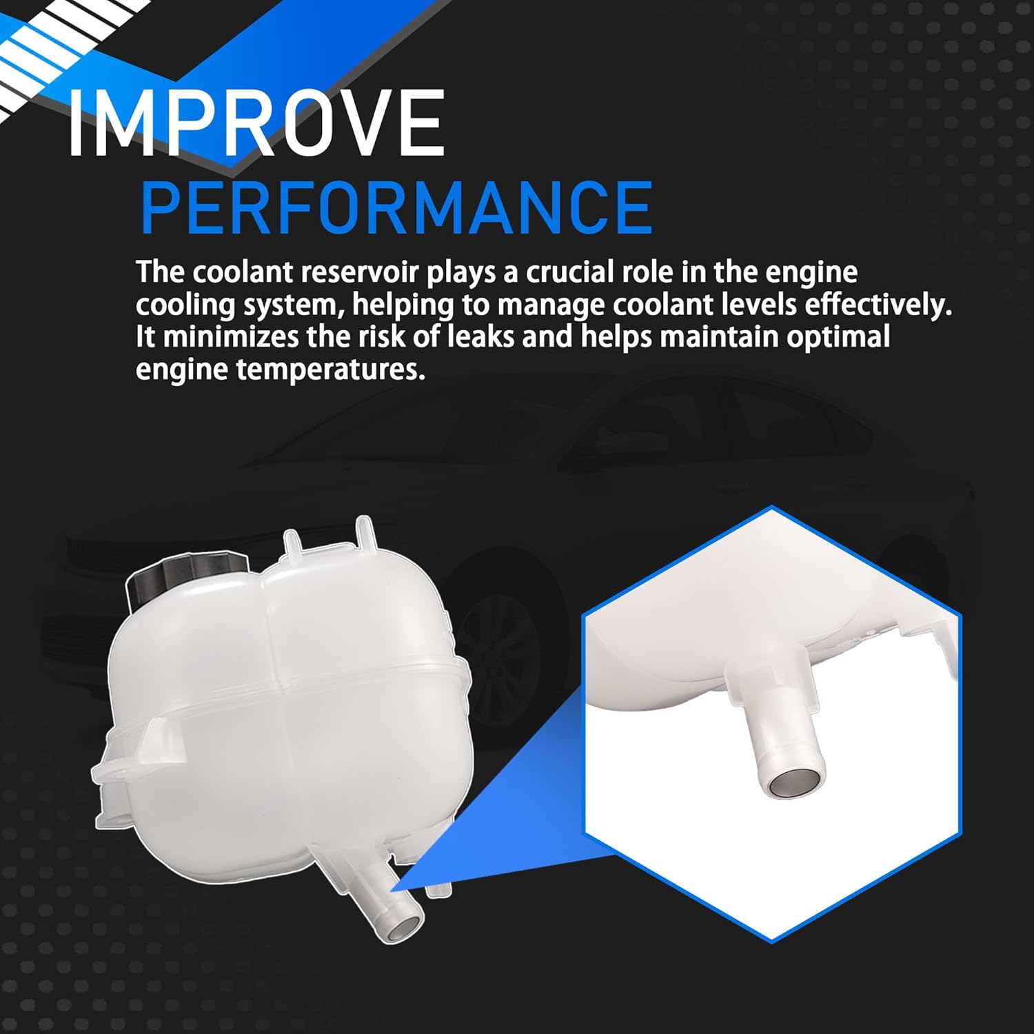 Front Pressurized Engine Coolant Reservoir Radiator Tank with Cap Compatible with 2015-2017 Chrysler 200 L4 2.4L/V6 3.6L 2014-2018 Jeep Cherokee L4 2.4L/V6 3.2L Replaces 603-838 68102155AD