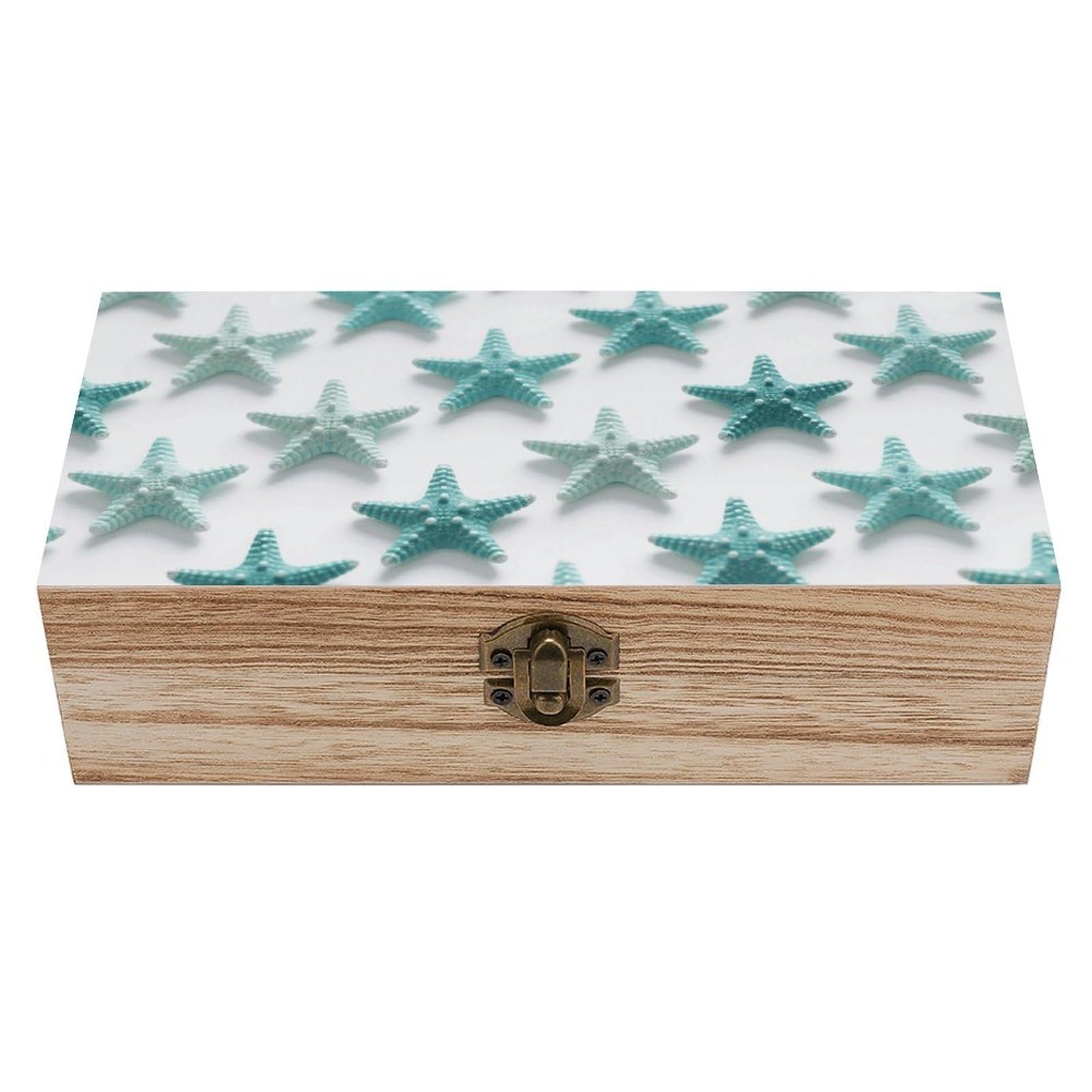 FodPand Decorative Keepsake Box Wooden Storage Boxes with Hinged Lid Handmade Starfish Wood Organizer Memory Treasure Box for Jewelry Craft Card Photo Storage Wedding Bridal Shower Gifts