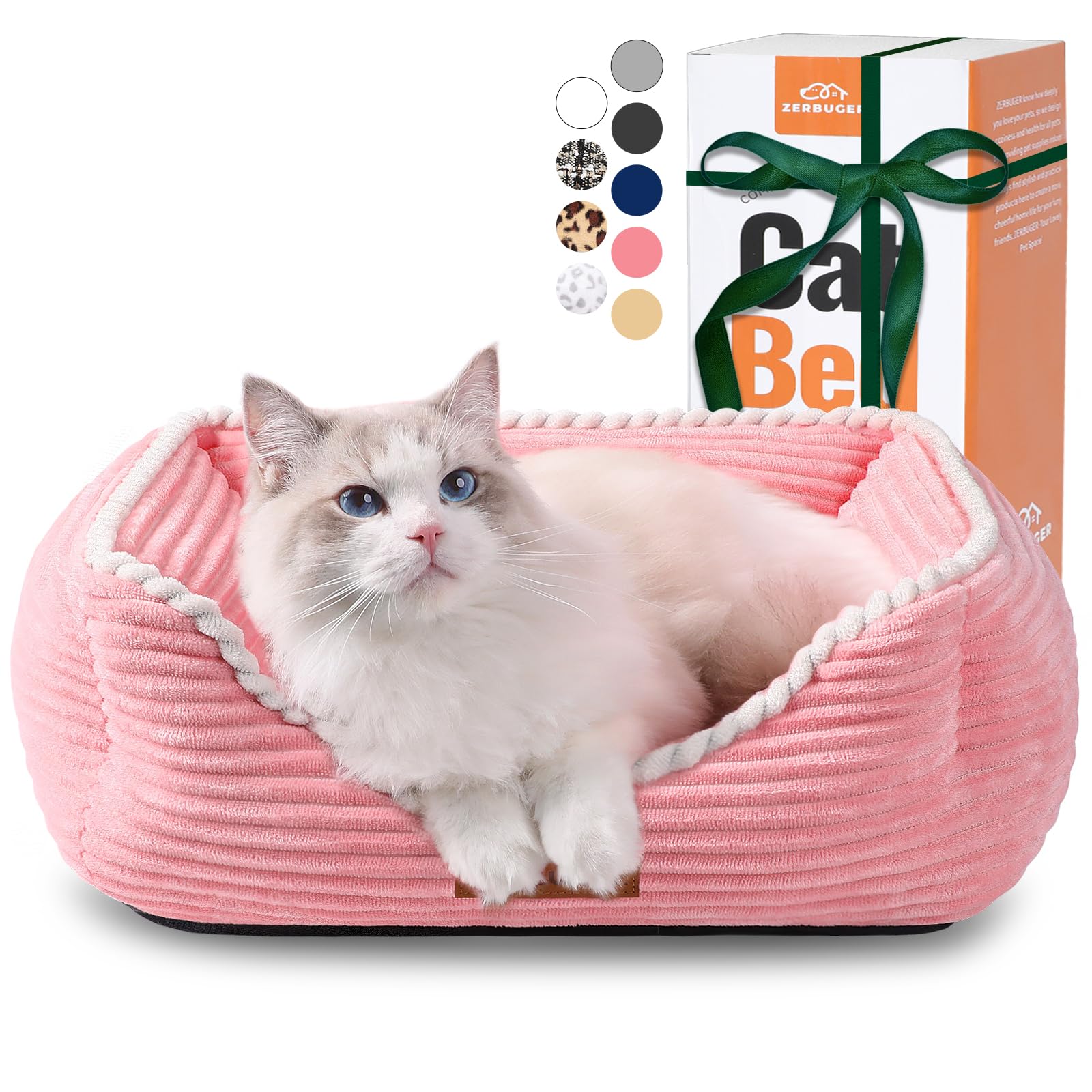 Cat Dog Bed for Pets, Rectangle Pet Bed Gift for Puppy and Kitten, Machine Washable Calming Fluffy Pet Couch Sofa for Indoor Outdoor, Portable Soft