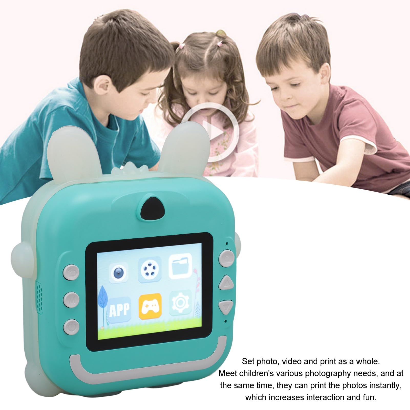 Generic Urocza kamera z nadrukiem dla dzieci z pikselami 48 MP i rozdzielczością 1080p dla dzieci, 2,4-calowy aparat cyfrowy z ekranem IPS dla malucha, materiał ABS
