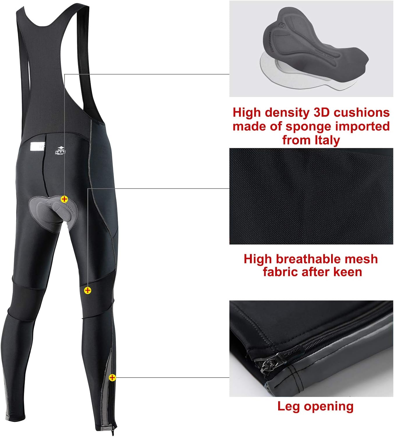 Santic Cycling Bib Tights Men Padded Cycling Bib Pants Long Padded with Pocket - Image 4