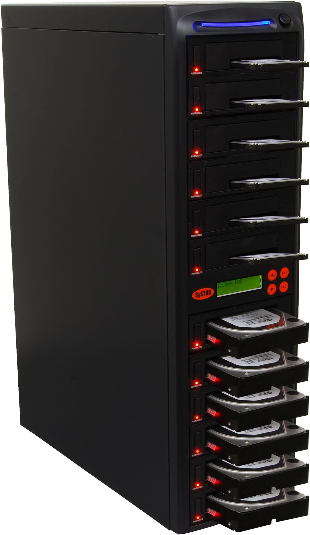 SySTOR 1 to 11 SATA 90MB/s HDD SSD Duplicator/Sanitizer - 3.5" & 2.5" Hard Disk Drive Solid State Drive Dual Port Hot Swap (SYS11HDD-DP)