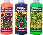 General Hydroponics Flora Series: FloraMicro, FloraBloom, FloraGro - 3-Part Hydroponic Nutrient System, 1 qt. Bottles