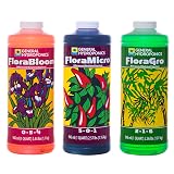General Hydroponics FloraSeries Hydroponic Nutrient Fertilizer System Trial Pack with FloraMicro, FloraBloom and FloraGro, 1 qt. 1 quart Flora Series Bundle Nutrient