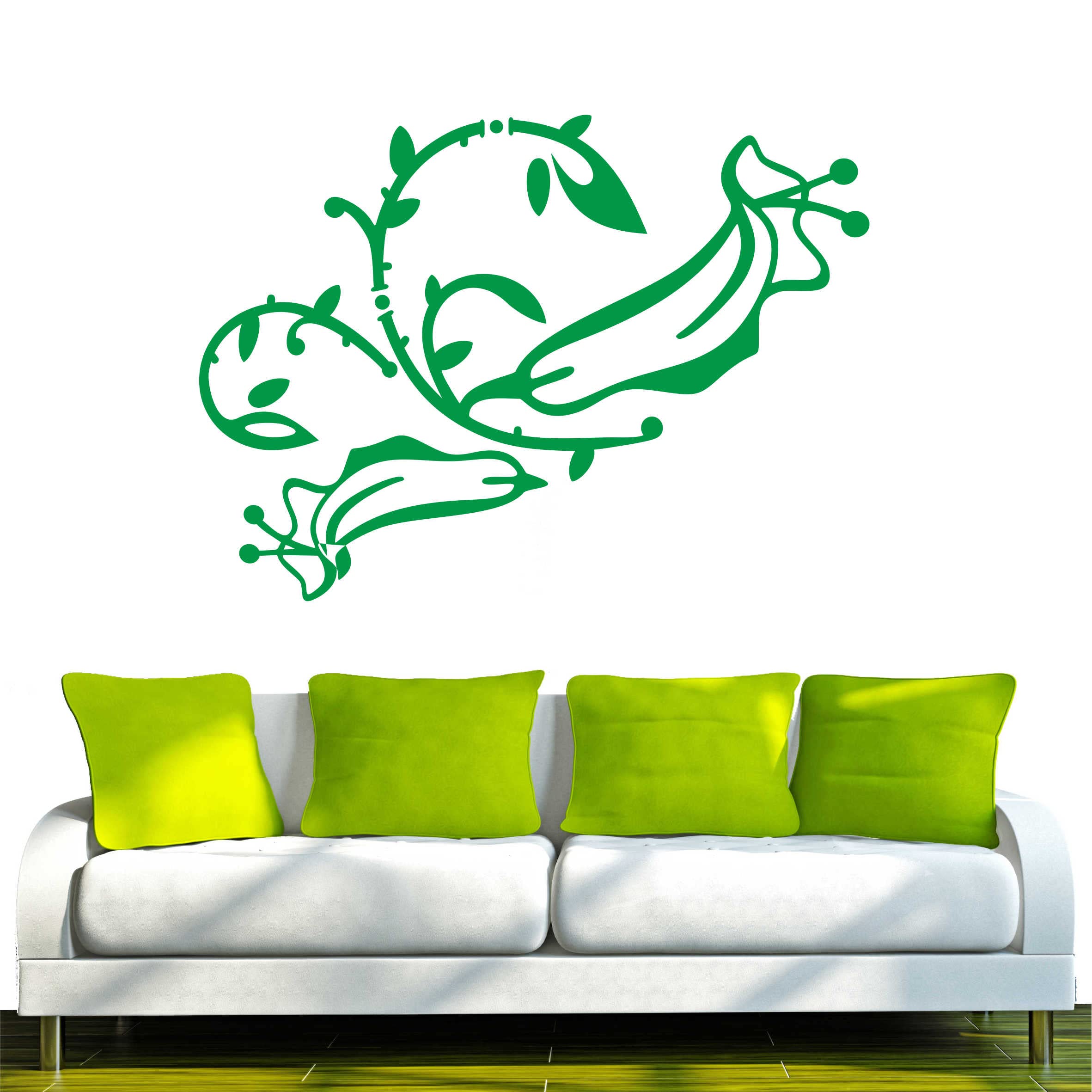 INDIGOS UG - Wandtattoo Wohnzimmer - Wandaufkleber Blume 160x116 cm - grün f67 - Aufkleber Kinderzimmer Schlafzimmer Küche Badezimmer Büro Dekoration