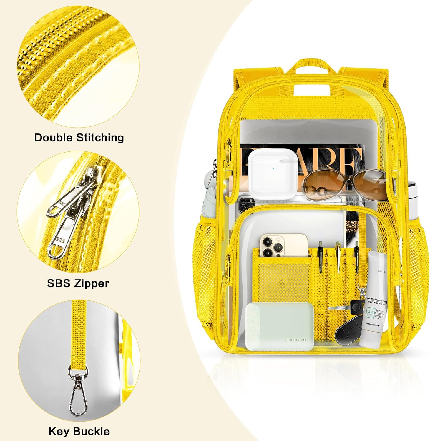 PAMANO Clear Backpack Heavy Duty Transparent See Through Bag for College Work Travel Security