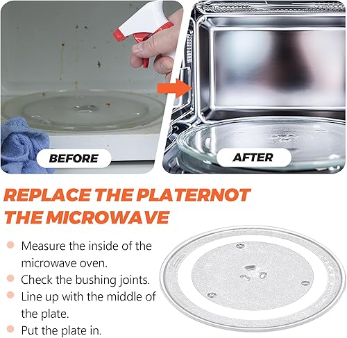 Miniatura 7 de Beaquicy - Bandeja giratoria de vidrio para microondas de 12.5 pulgadas, repuesto para microondas GE Kenmore Samsung Hotpoint - Placa de 12 12