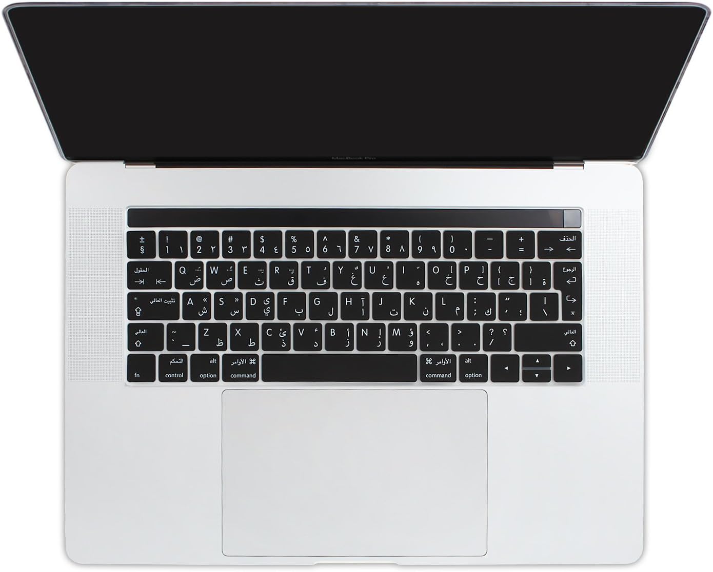 Batianda Arabic Character EU/UK Enter Waterproof Ultrathin Silicone Keyboard Cover Skin for Newest MacBook Pro 13 15 inch 2017 & 2016 With Touch Bar Model:A1706 / A1707 (Black)