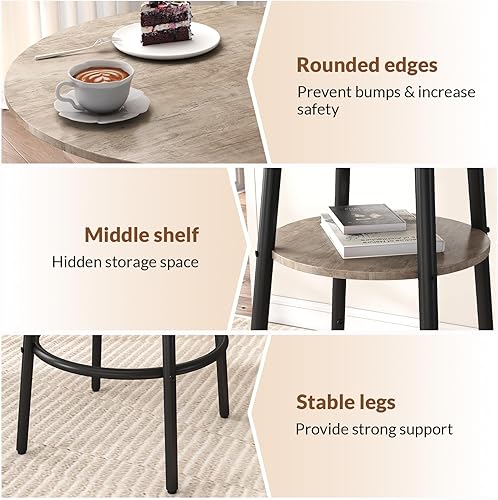 Miniatura 3 de Juego de mesa redonda de bar y sillas de 3 piezas, mesa de comedor pequeña para 2, mesa de bar de cocina, mesa de desayuno con almacenamiento, 2