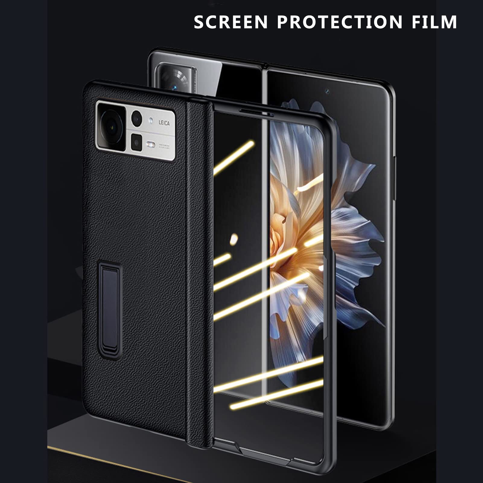 Etui z prawdziwej skóry do Xiaomi Mix Fold2, etui na telefon komórkowy z klapką i ochroną ekranu, ochrona zawiasów, skóra nappa Cowide, etui ochronne, styl biznesowy, niebieskie1