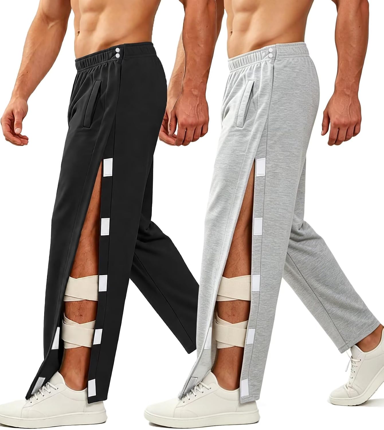 1 or 2 Pack Men’s Tear Away Sweatpants Easy On & Off