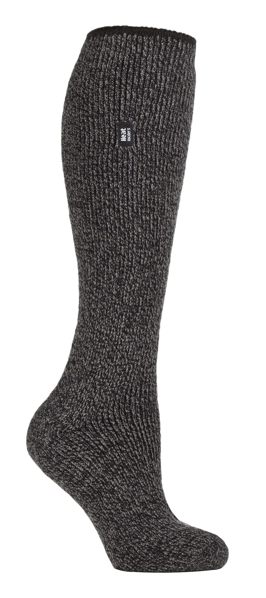HEAT HOLDERS - Ladies Long Leg Reinforced 2.9 TOG Outdoor Merino Wool Thermal Socks for Winter (4-8, Black)