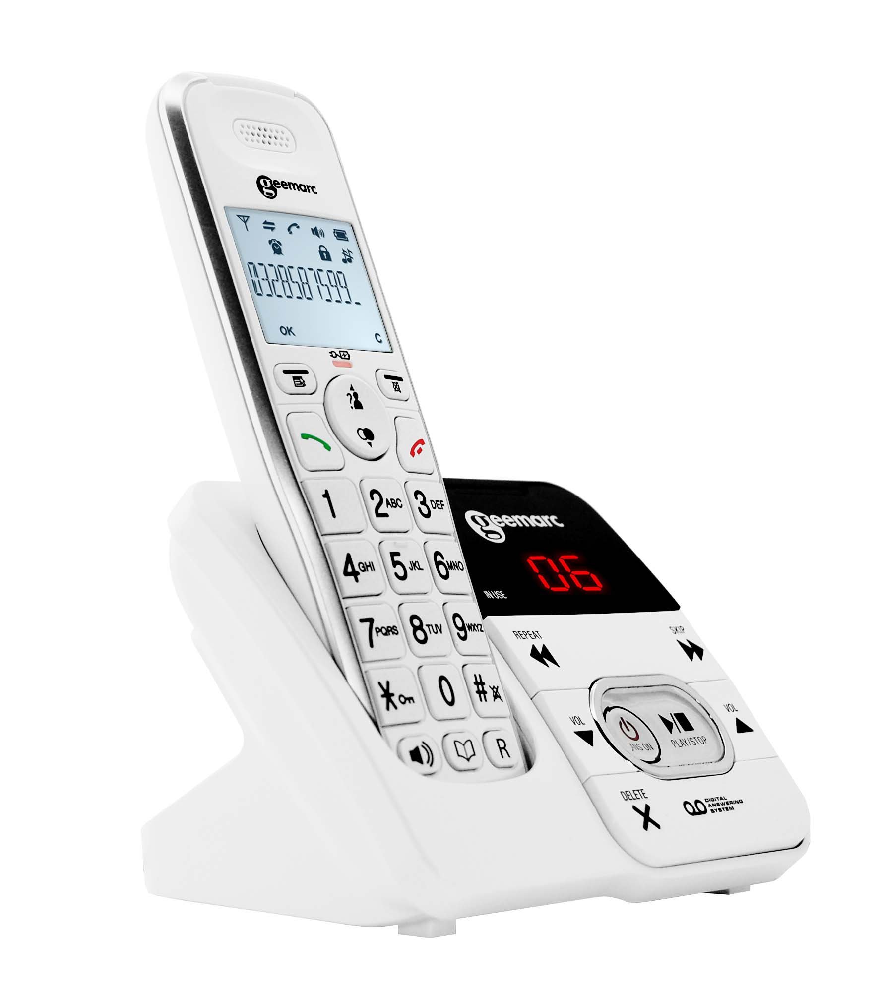 Geemarc Amplidect 295 Trio - Pacchetto Trio di Telefoni Fissi Wireless - Una Base DECT con 3 Combinati - Accesso diretto alla segreteria telefonica - Adatto agli anziani - Perdita uditiva bassa o