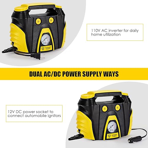 Miniatura 2 de Compresor de aire portátil inflador de neumáticos bomba eléctrica AC/DC
