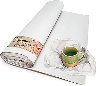 Newsprint Packing Paper Sheets, 25" x 18", 140 Sheets, Made in USA Newsprint Paper, Unwaxed, Uncoated - Bulk Packing Supplies for Moving, Shipping, and Wrapping Fragile Items