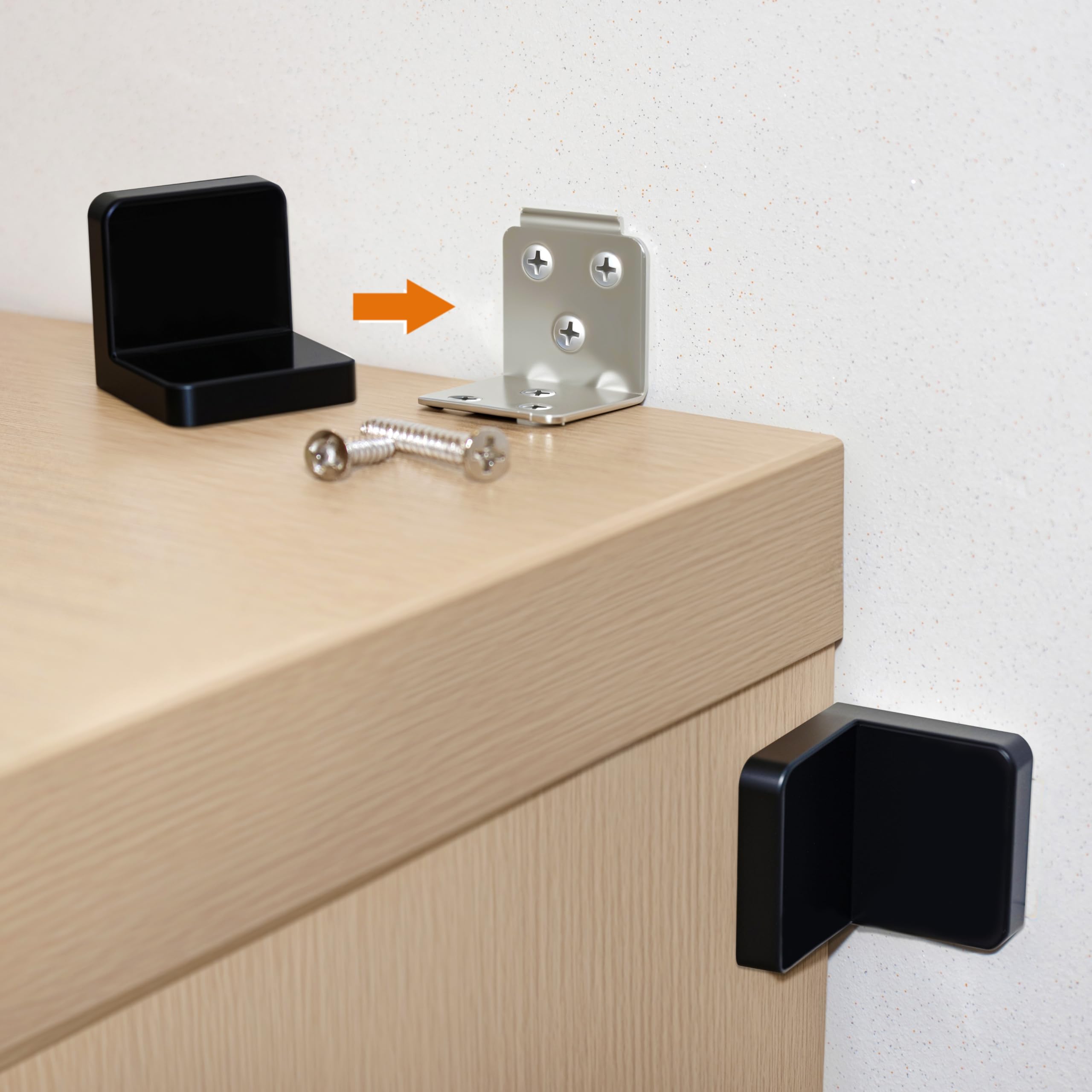 Furniture Anchors 4 Pack,Aesthetic & Invisible Once Installed,Secure 600 lbs Bookcase Dresser to Wall,Anti-Tip Furniture Safety Anchor to Childproof