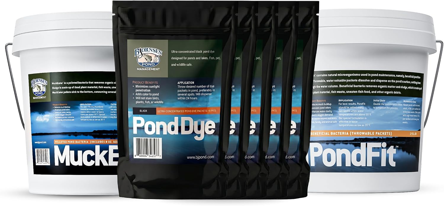 Bjornsen Natural Pond Treatment Pack Black, One Acre, Complete Pond Care