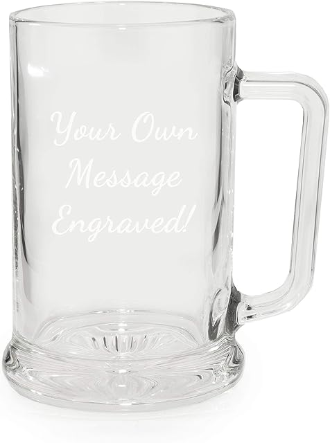 EIO Gifts Personalised Heavyweight Pint Glass Mug, Tankard, Cup in Presentation Box - Engraved with Your Custom Text