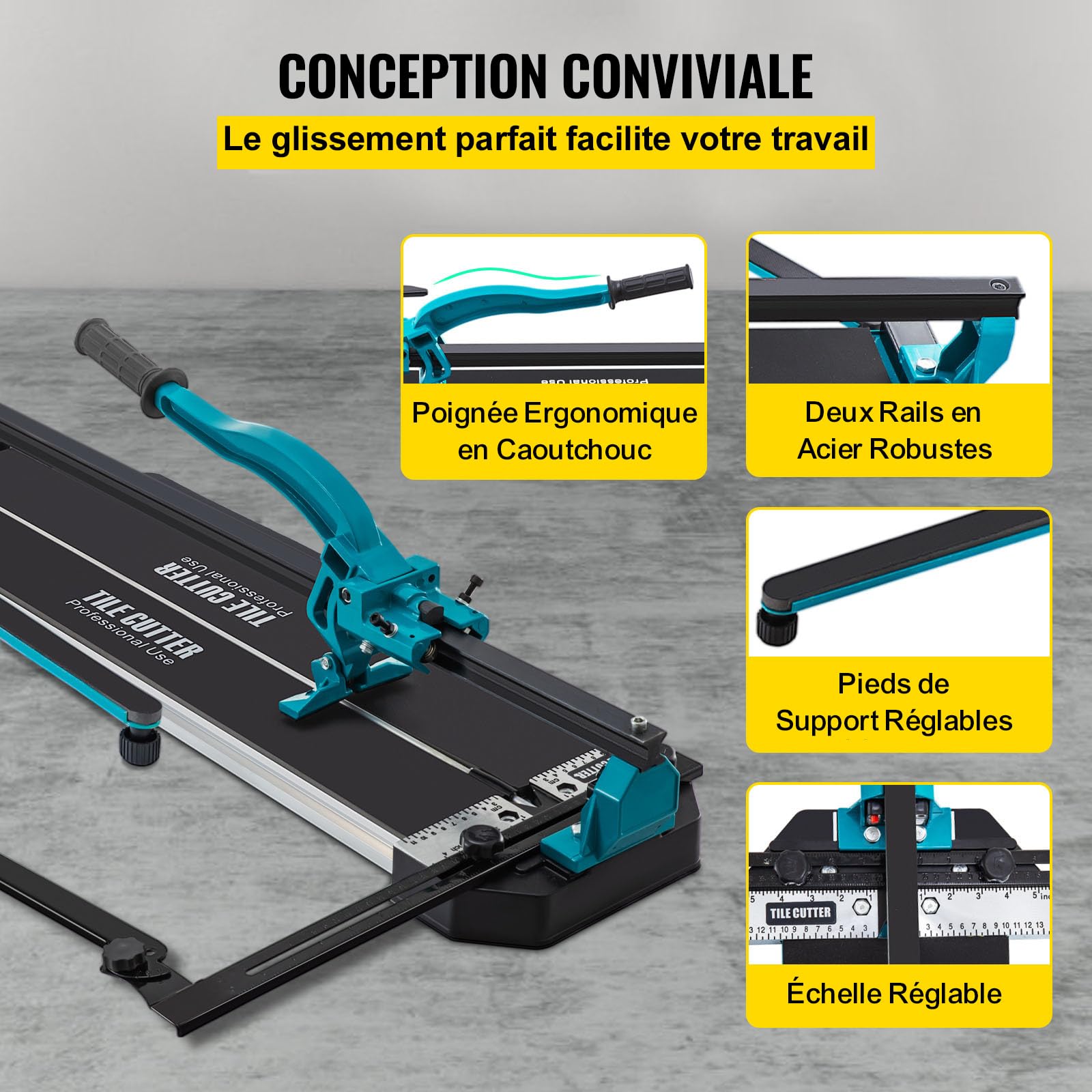 Mophorn Coupe Carrelage 1200mm, Coupe-carreaux Manuels avec Rail et Support, Positionnement Infrarouge Laser, Outils de Coupe Professionnels pour Couper les Carreaux, la Porcelaine