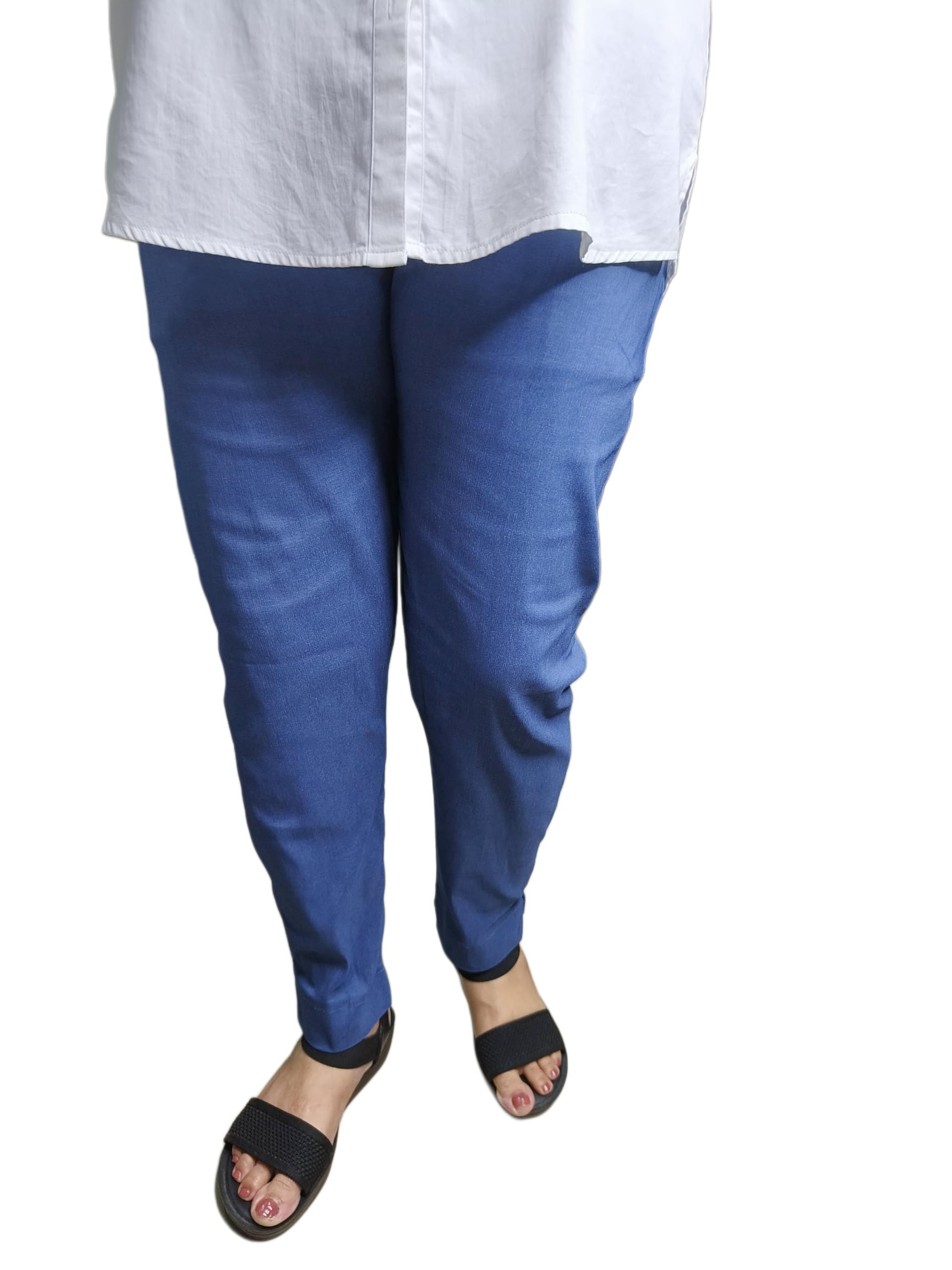 s4m Dreamliner Super Stretch Women's Pants, High Rise with 2 Pockets, Casual and Office Wear, Straight Leg with Side Slits, Available in Vibrant Colours-picture-38