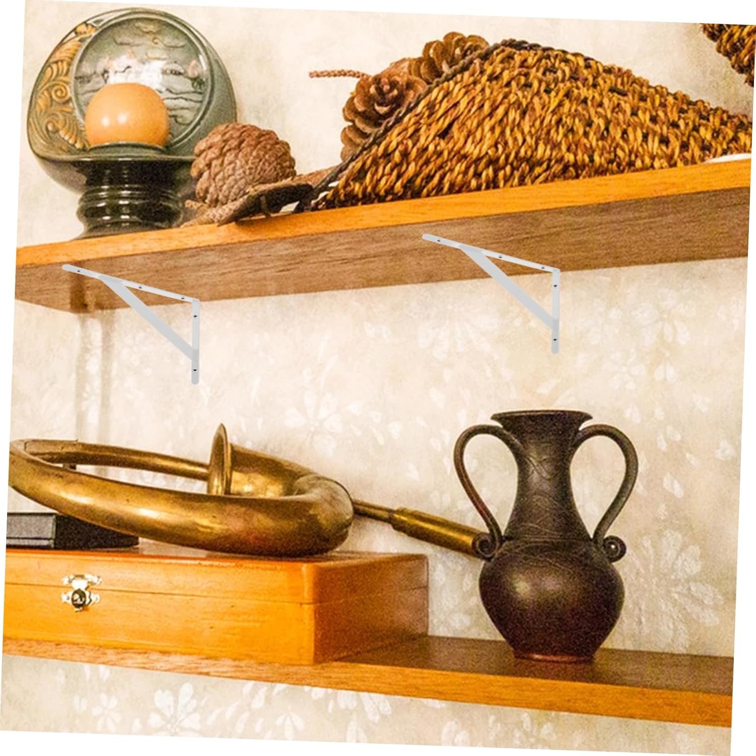 GLEAVI 6pcs Heavy Duty Iron Brackets for Shelving Sturdy Mounting Supports for Maximized Storage and Easy Installation Wear-Resistant and