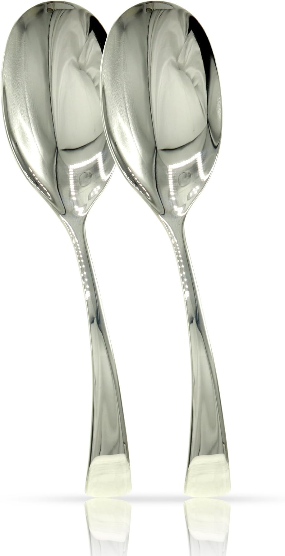 Large Buffet Serving Spoons - MIJIG Set of 2 Custom Designed Mirror-Polished Stainless-Steel Utensil Set for Homes, Hotels & Party Planners – Dinner Flatware Set with Exquisite Packaging