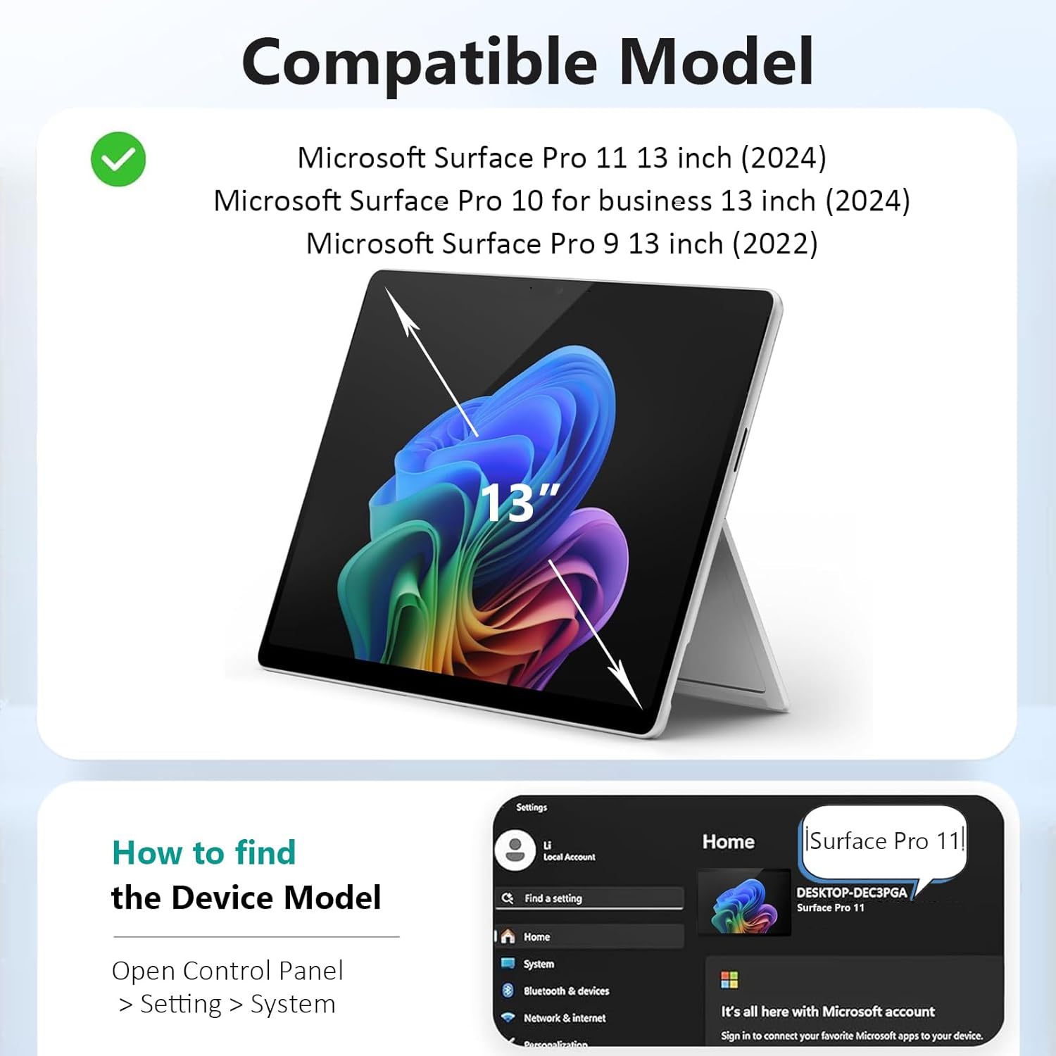 ZenRich Rugged Case with Keyboard for Surface Pro 9/10/11,Bluetooth Keyboard Case for Microsoft Surface Pro 11/10/9 with 360° Rotating Hand Strap & Stand