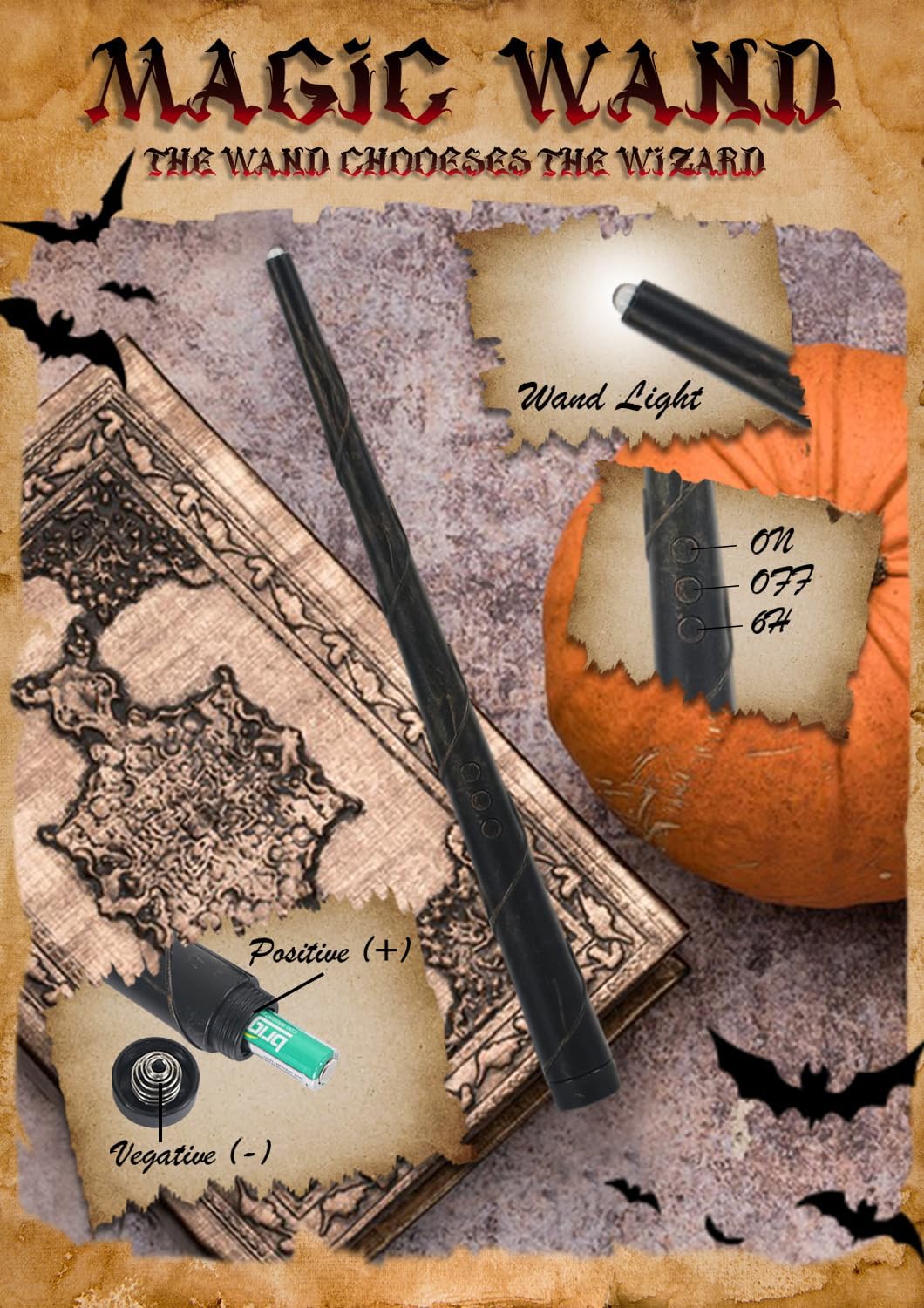 22 PCs Floating Candles with Wand Remote, Halloween Decorations Floating LED Taper Candles, Flickering Flameless Hanging Window Candles, 6.1" Magical Electric White Battery Operated