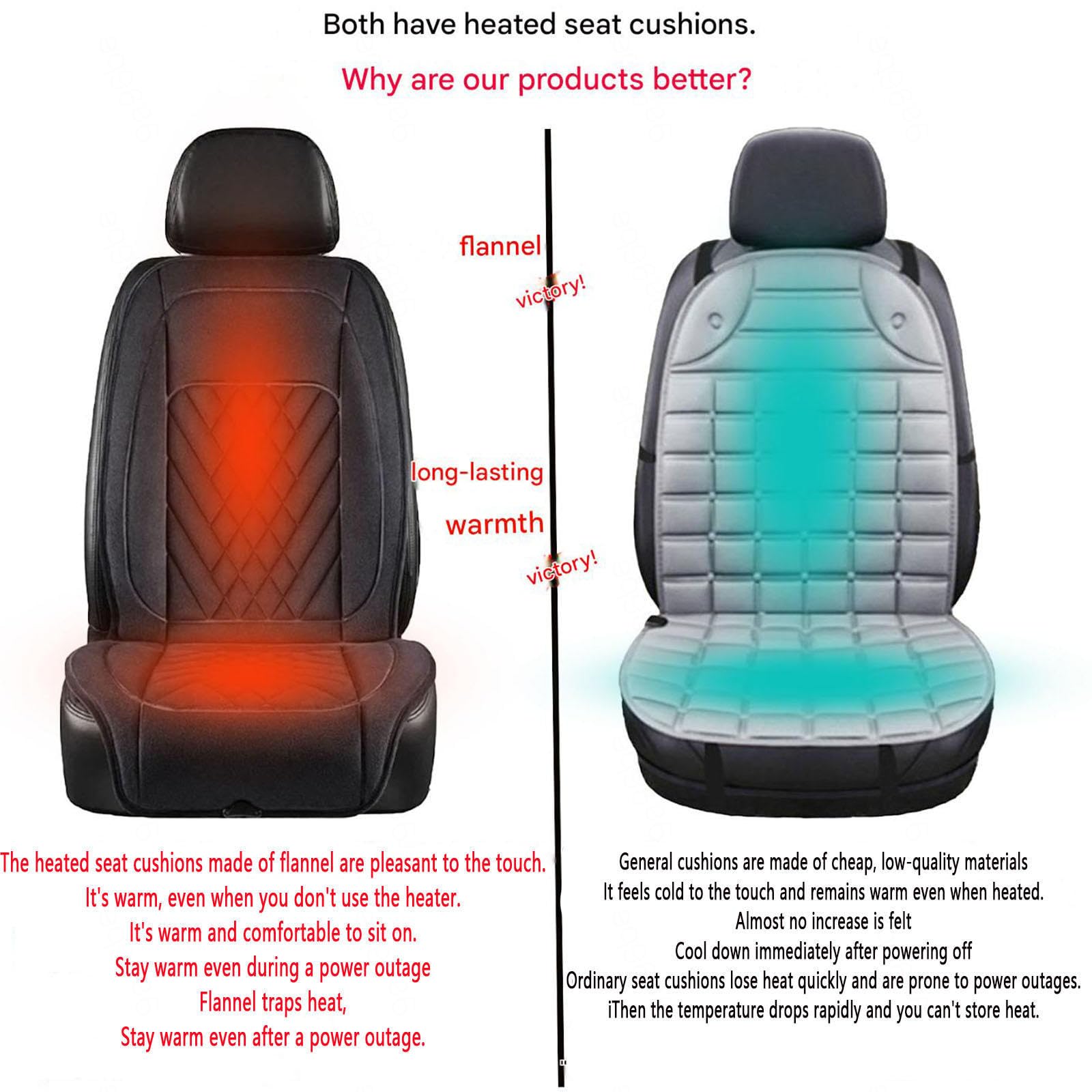 Súper cálido Cojin Asiento Coche Funda de Asiento de Franela súper cálida,Black-singleseatC