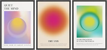 Ashbrook Framed Canvas Print Wall Art Set Aura Posters Angel Numbers Affirmation Posters Gradient Girls Bedroom Decor Abstract Digital Art Decorative Calm/Relax for Bedroom - 16"x24"x3 Black