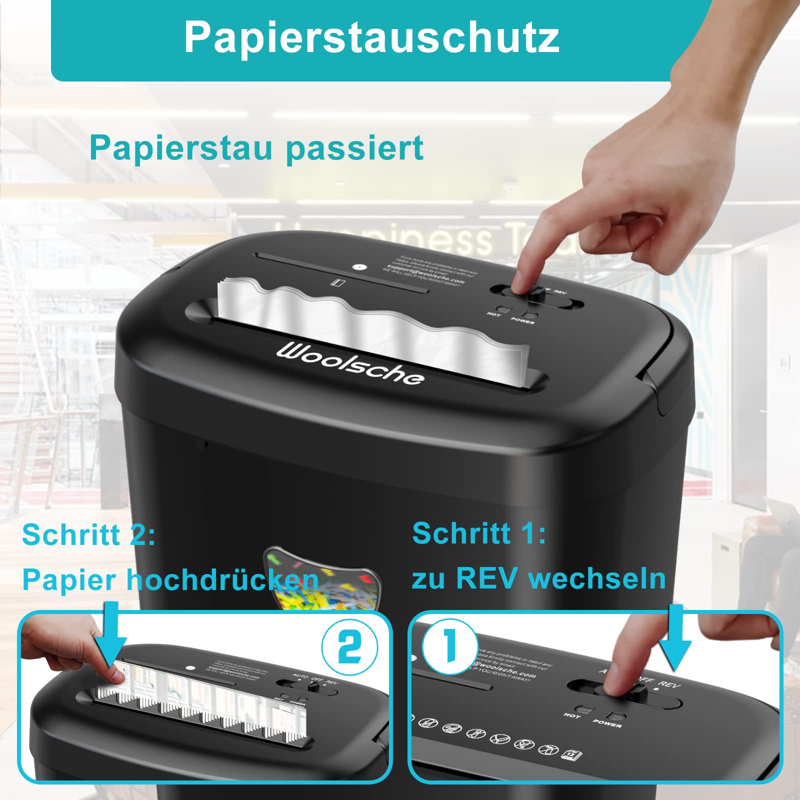Aktenvernichter, schreddert 12 Blätter auf einmal, kann Kreditkarten/CD und Büroklammern zerkleinern, papierschredder mit einem 25-Liter-Abfallbehälter