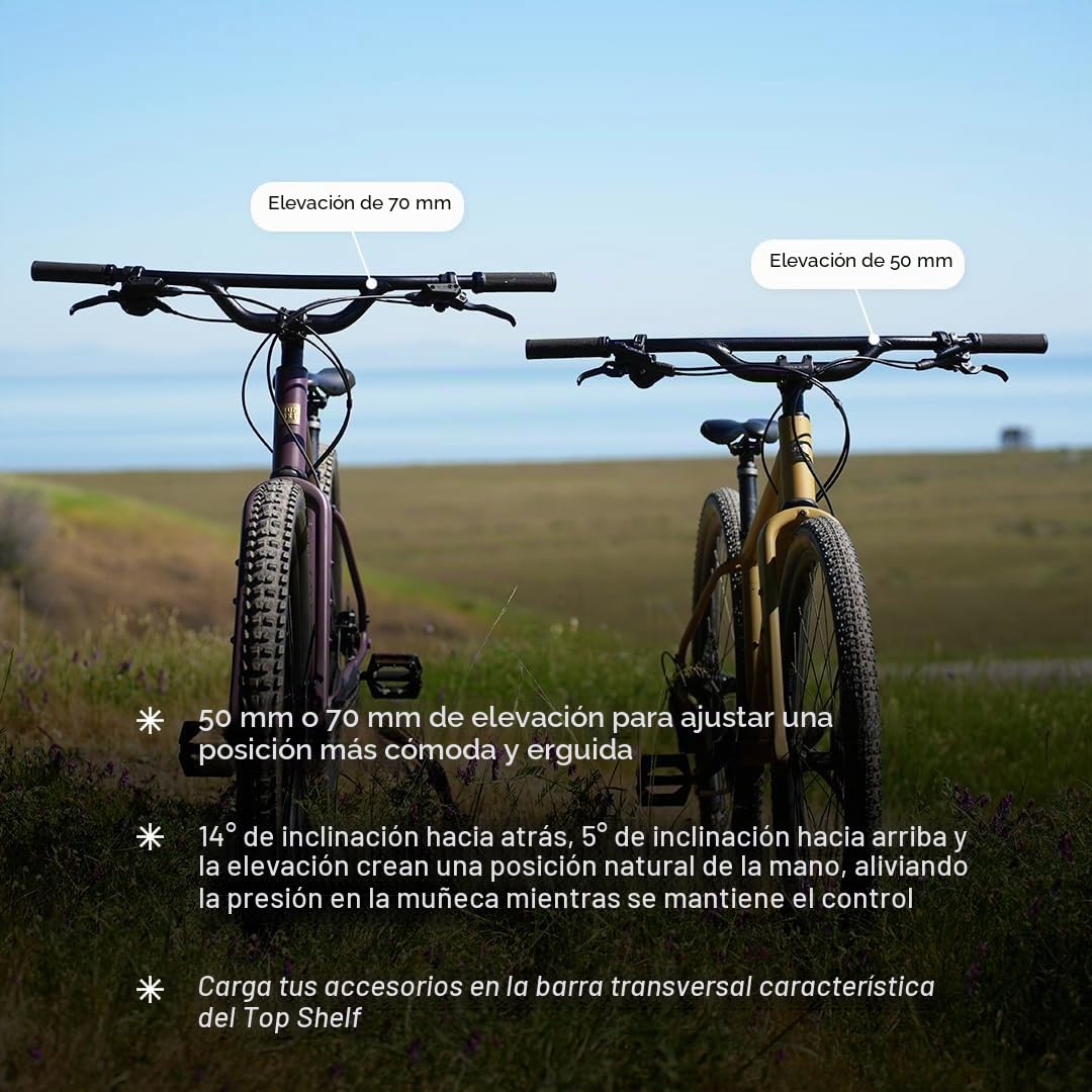 REDSHIFT Top Shelf Flat Handlebar with 70mm of Rise, up to 800mm Width for MTB, Commuter, Hybrid, and E-Bikes, Aluminum Flat Bar