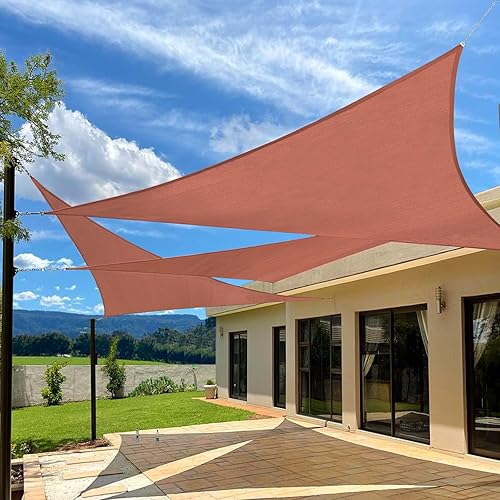 Miniatura 1 de Artpuch Toldo tipo vela de 10 x 10 x 10 pies, cubierta para sombra para exteriores, triángulo rojo óxido, resistente, permeable, de 6.35 ozm, para