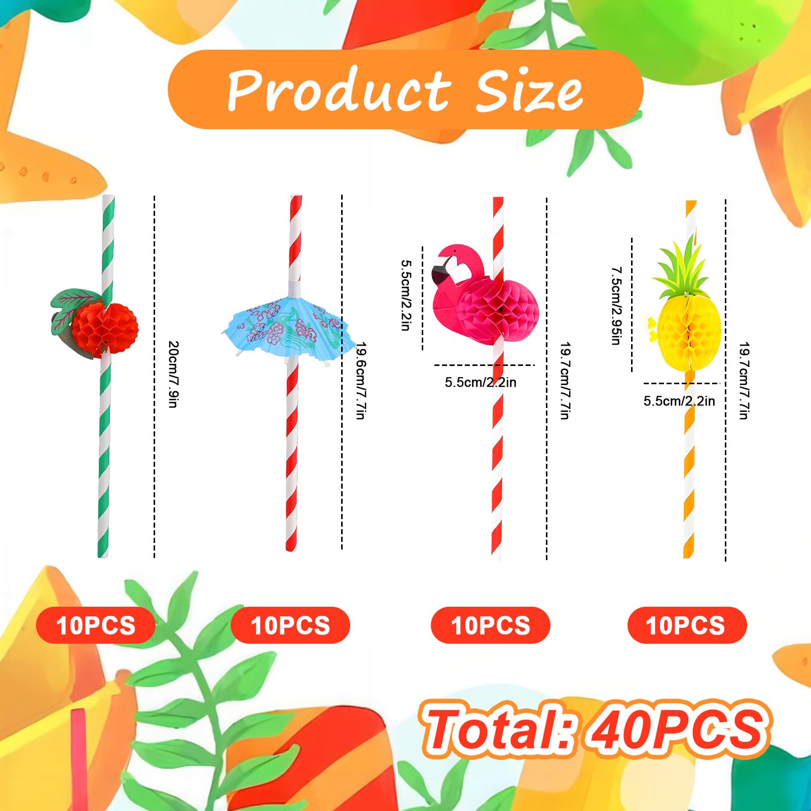 50 Pezzi 3D Cannucce di Carta Fenicottero e Ananas - Cannucce Cocktail per Hawaiian Luau Fiesta Compleanno Festa Parti Celebrazione di Matrimonio Decorazioni