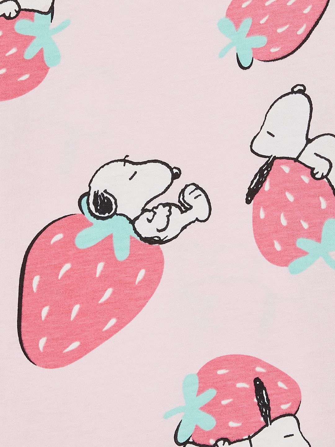 Max Girl's Half Sleeves Round Neck Cotton Snoopy Print Sleepwear Set Pink - Image 6 thumbnail