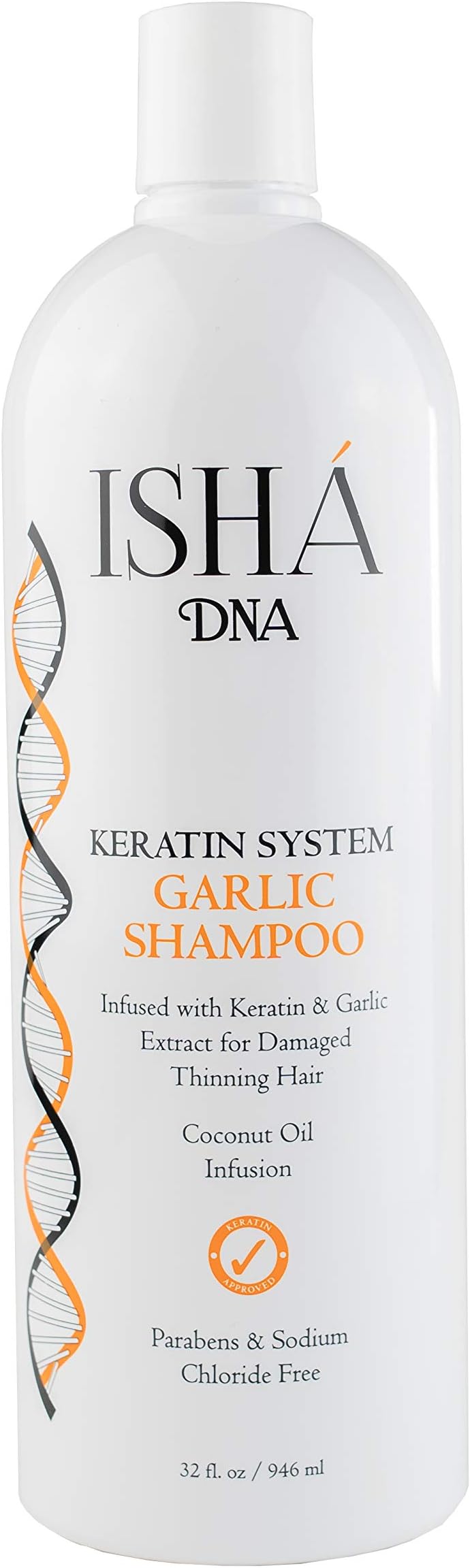 Keratin System Shampoo - Infused with Garlic Extract for Damaged, Thinning Hair - Promotes Growth, Sulfate and Paraben Free