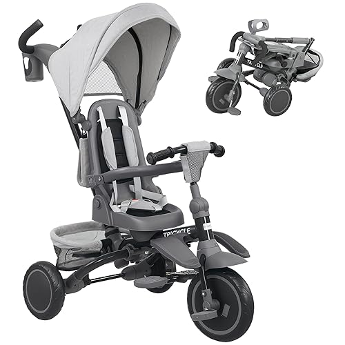 AIYAPLAY Tricycle bébé évolutif 6 en 1, Tricycle Enfant Pliable