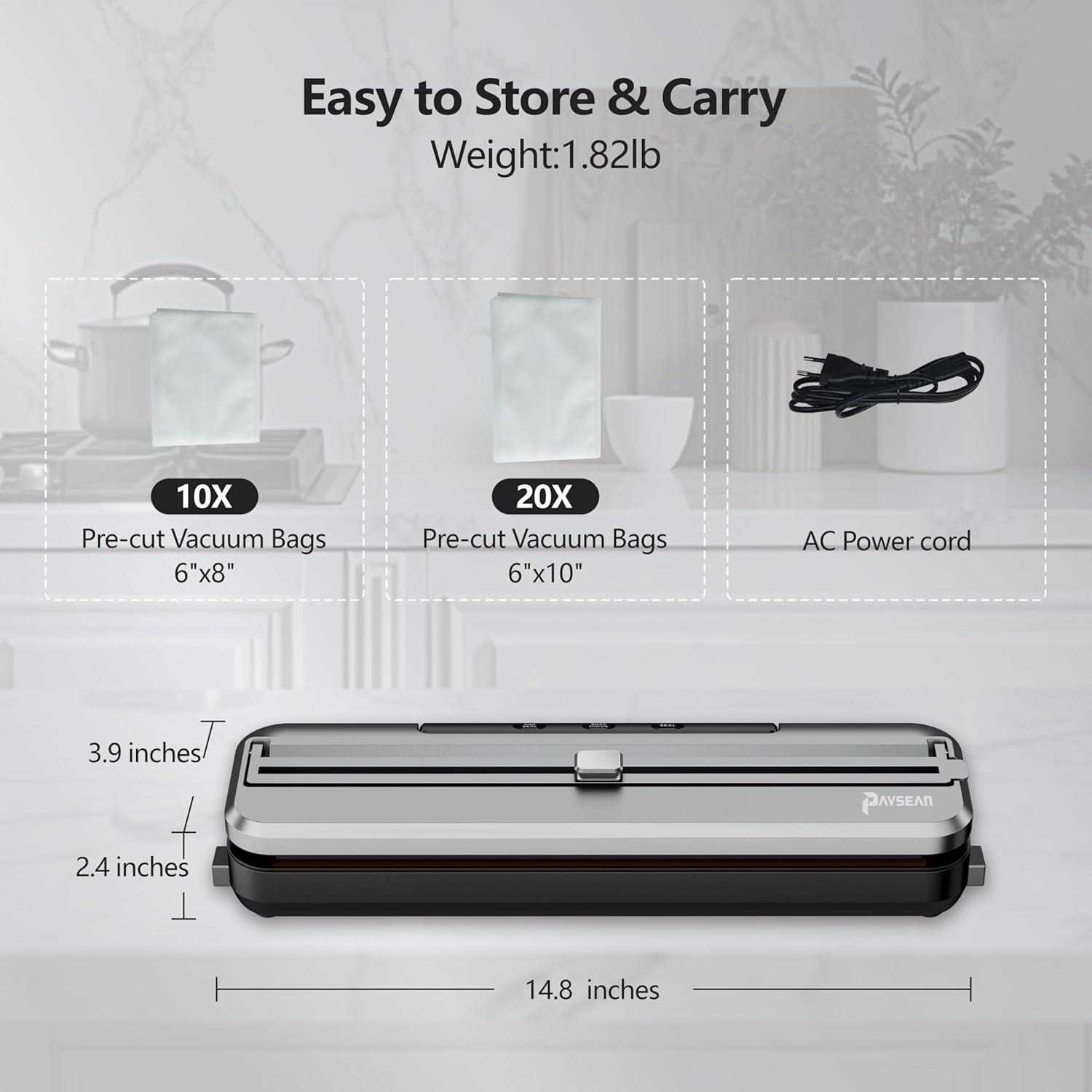 [2025 New] Vacuum Sealer Machine for Food, 4-in-1 Automatic Food Vacuum Sealer for Food Storage with Built-in Cutter & 30 Bags – Airtight Sealing Machine for Meat, Vegetables, Fruits, Snacks