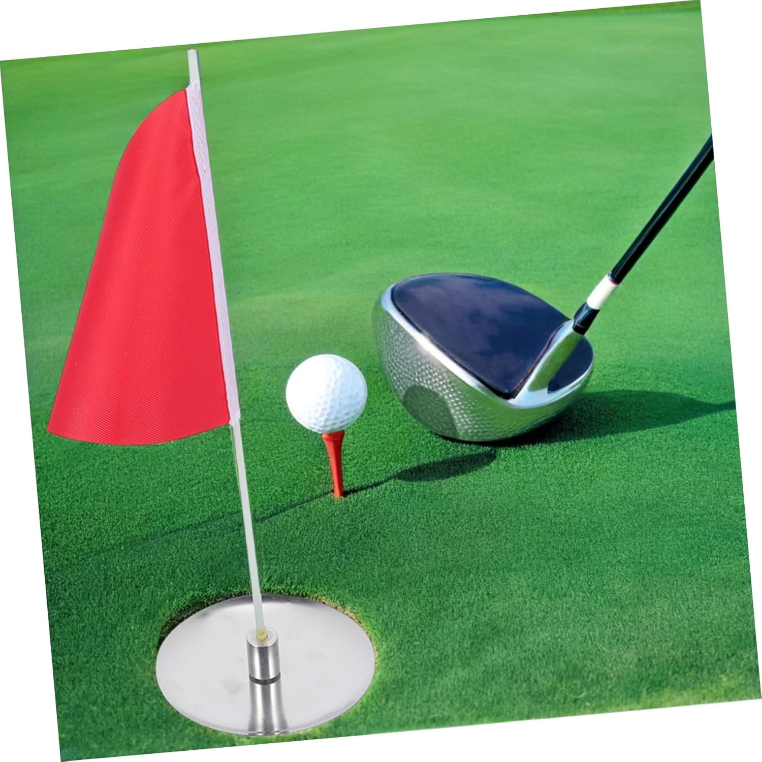 4 Sets Mini Golf Flag Sticks: Golf Flags and Hole Cups for Golfing Course or Backyard Putting Green and Chipping Golfer