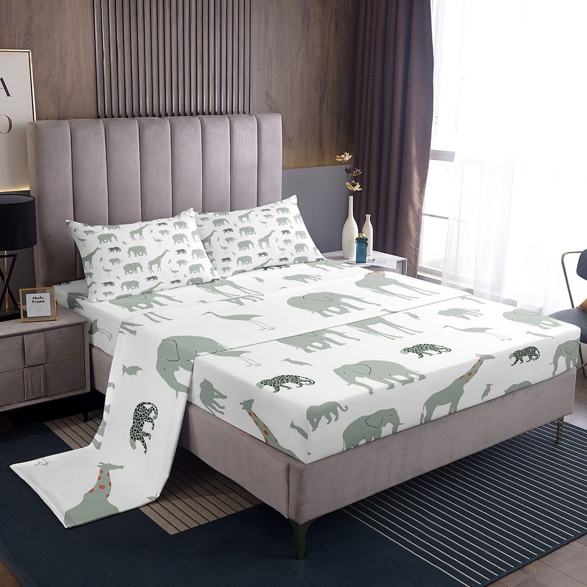 Cartoon Animal Bedding for Girls Boys Kids Twin Size Cute Giraffe Bed Sheets Set Room Decor Zoo Animal 3 Pieces Sheet With 16 Inch Deep Pockets Wildlife Breathable Soft Lightweight Microfiber
