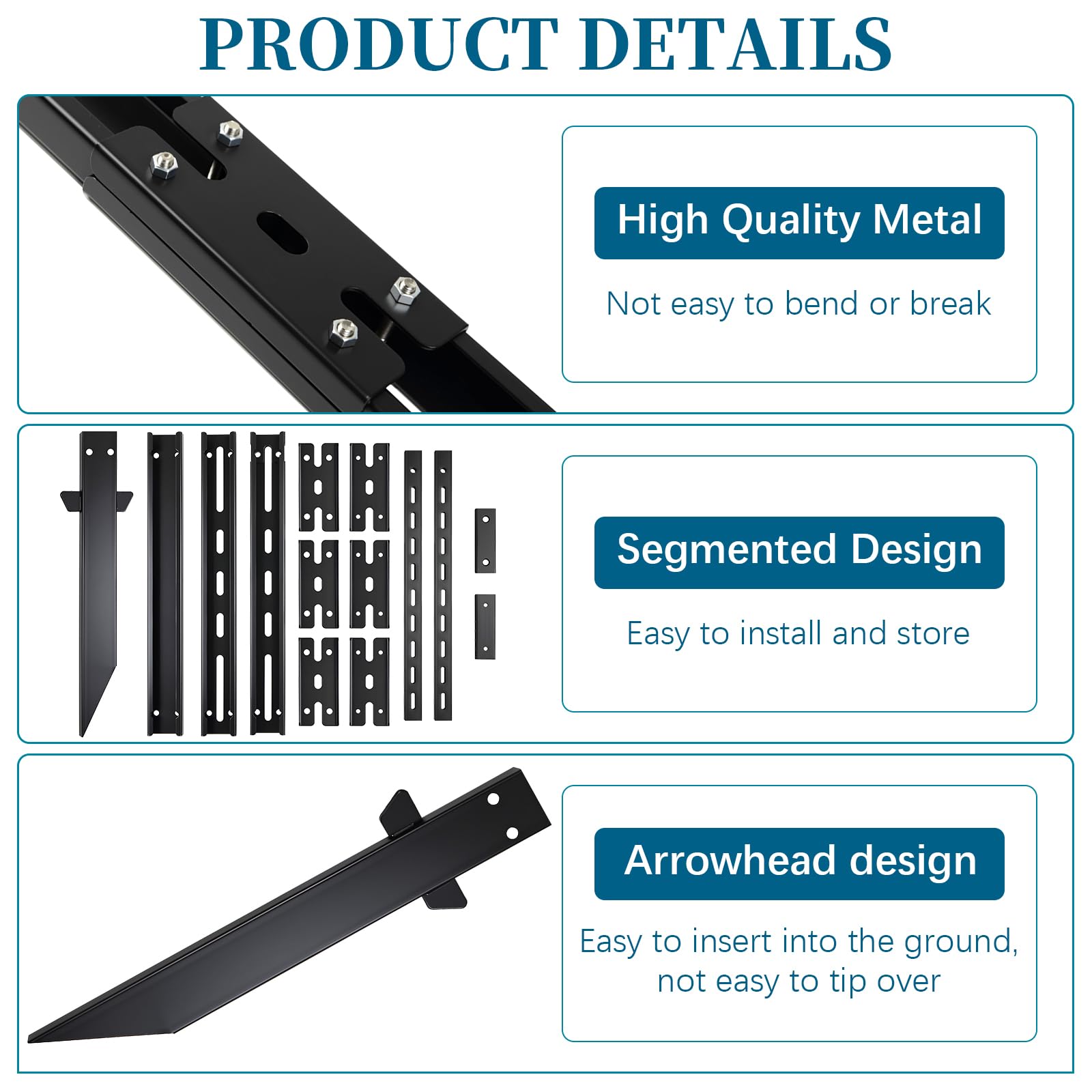 Fahnenpfosten Rrohrpfosten für Schilder L-förmiger Pfahl Strapazierfähig Stand für die Befestigung von Schildern und Fahnen mit Löchern, Modulares Design, einfache Installation (Schwarz, 1800mm)