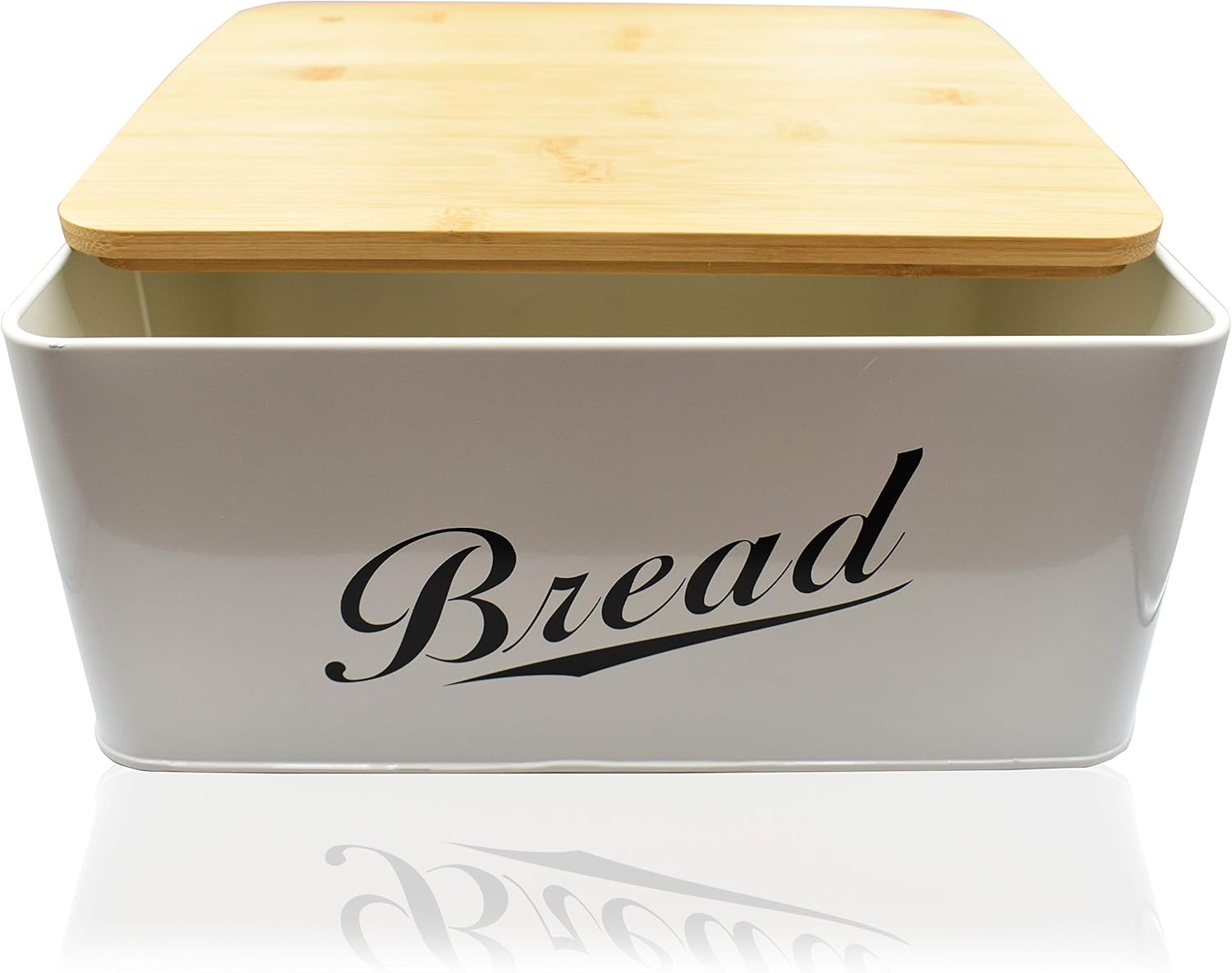 ROYALHOUSE Modern Metal Bread Box with Bamboo Lid, Bread Storage, Bread Container for Kitchen Counter, Kitchen Decor Organizer, Vintage Kitchen: Home & Kitchen