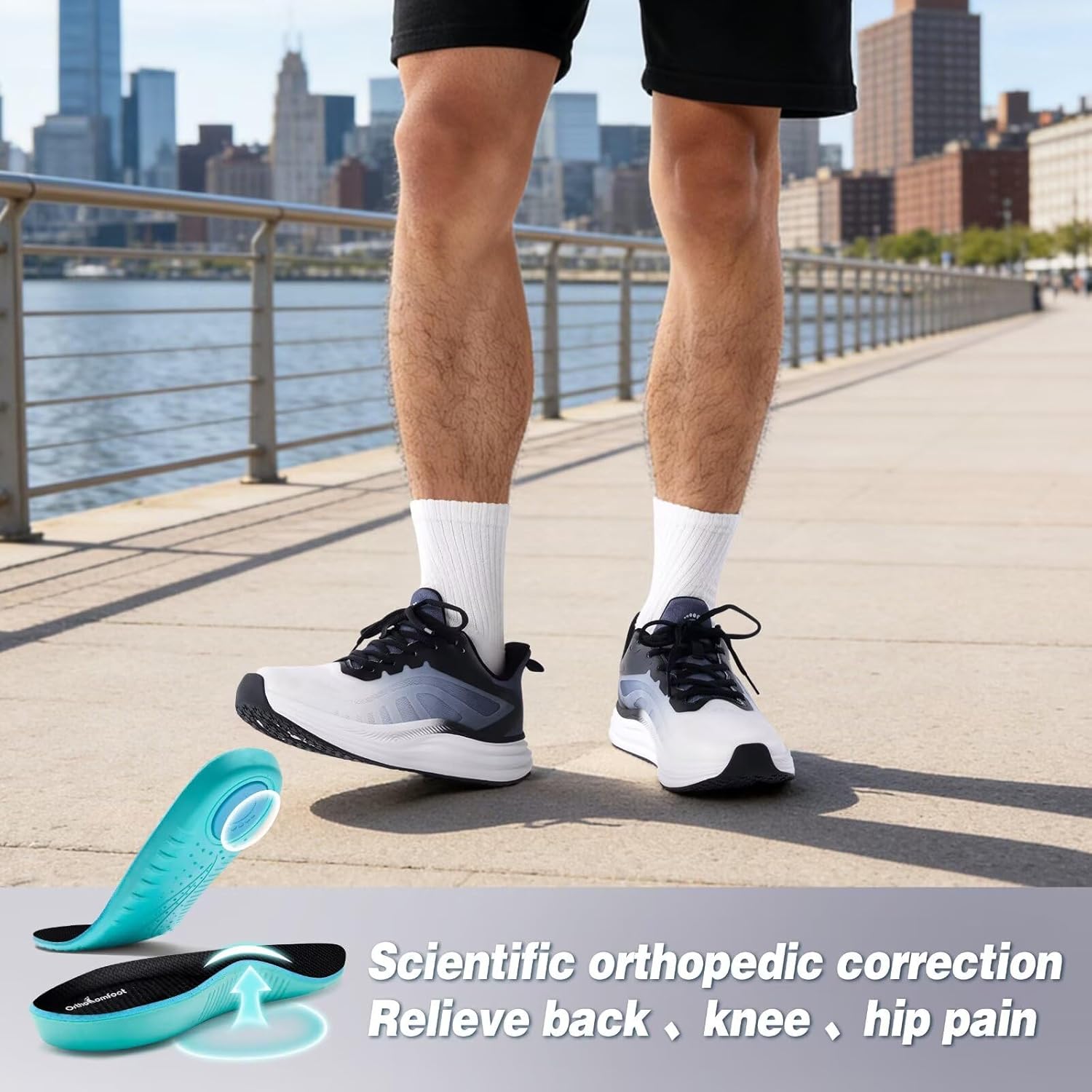 Men's Orthopedic Road Running Shoes: Comfortable Casual Arch Supports Plantar Fasciitis Orthotic Breathable Sneakers, Casual Flat Feet Athletic Sport Tennis Work Walking Shoes for Foot and Heel Pain - Image 6